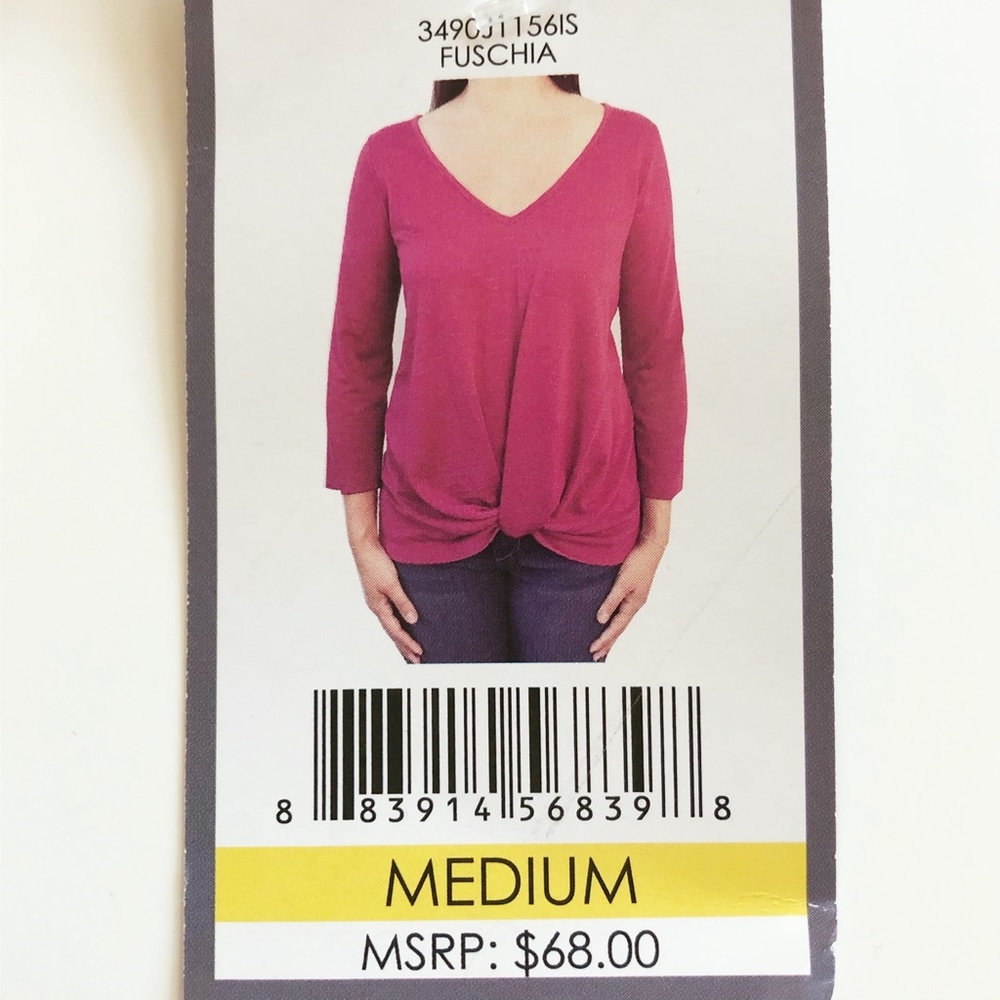 Status by Chenault Knot Front Top 3/4 Sleeve Sz M - Picture 7 of 9